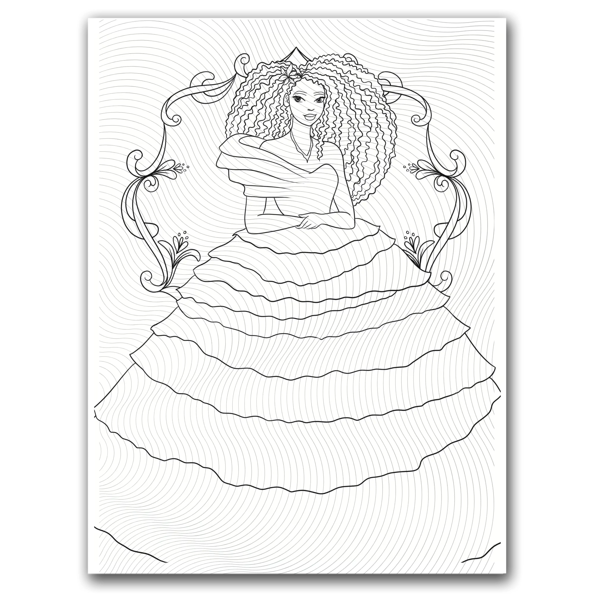 Black Princess Coloring Page – Printable PDF