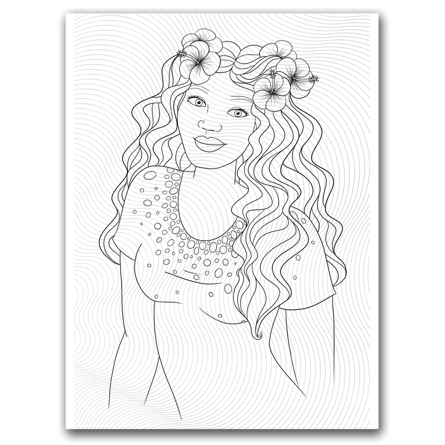 Black Girl Flowers in Hair Coloring Page Dorothy Gilbert