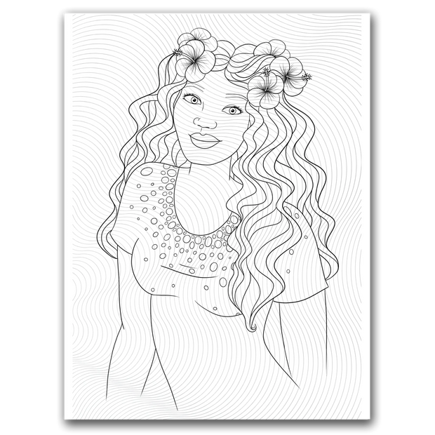 Black Girl Flowers in Hair Coloring Page Dorothy Gilbert