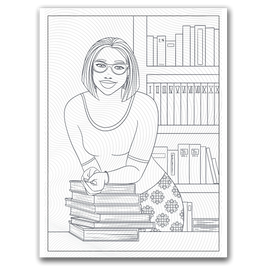 Black Girl Librarian Coloring Page Dorothy Gilbert