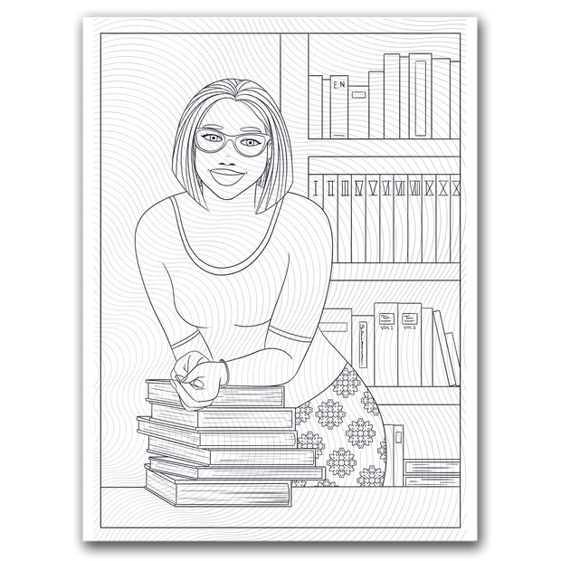 Black Girl Librarian Coloring Page Dorothy Gilbert