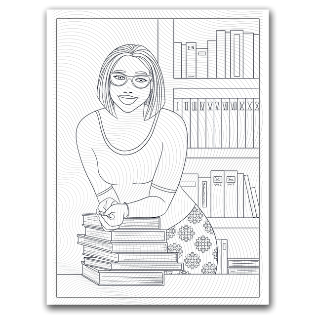 Black Girl Librarian Coloring Page Dorothy Gilbert