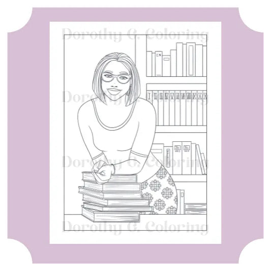 Black Girl Magic Librarian Coloring Page Dorothy Gilbert