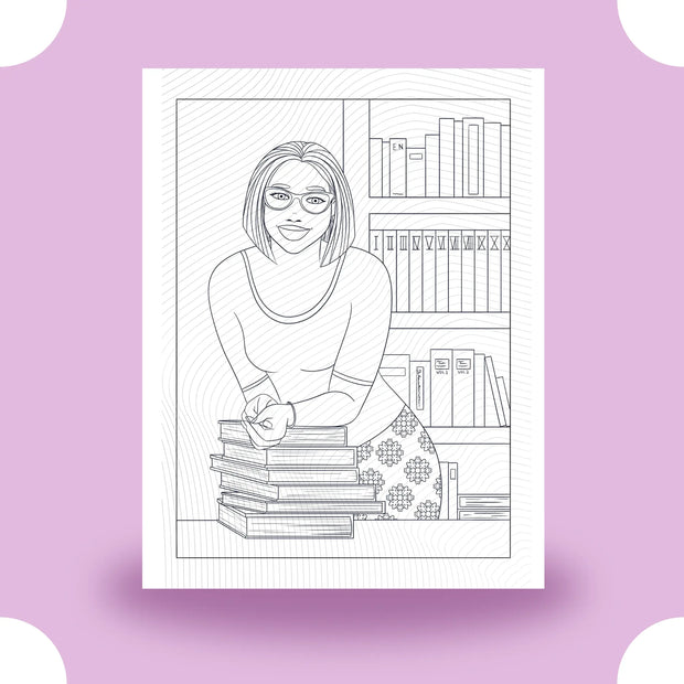 Black Girl Magic Librarian Coloring Page Dorothy Gilbert
