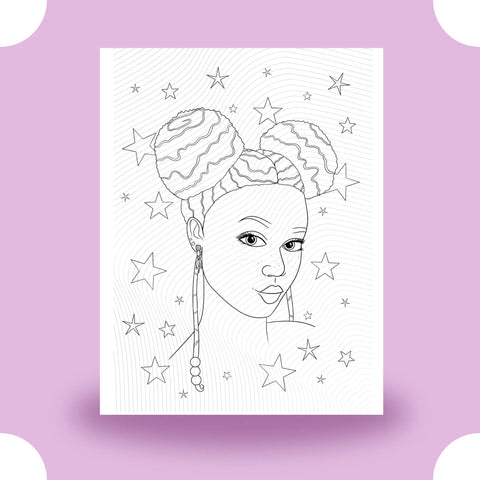 Black Girl Magic Space Buns Coloring Page Dorothy Gilbert