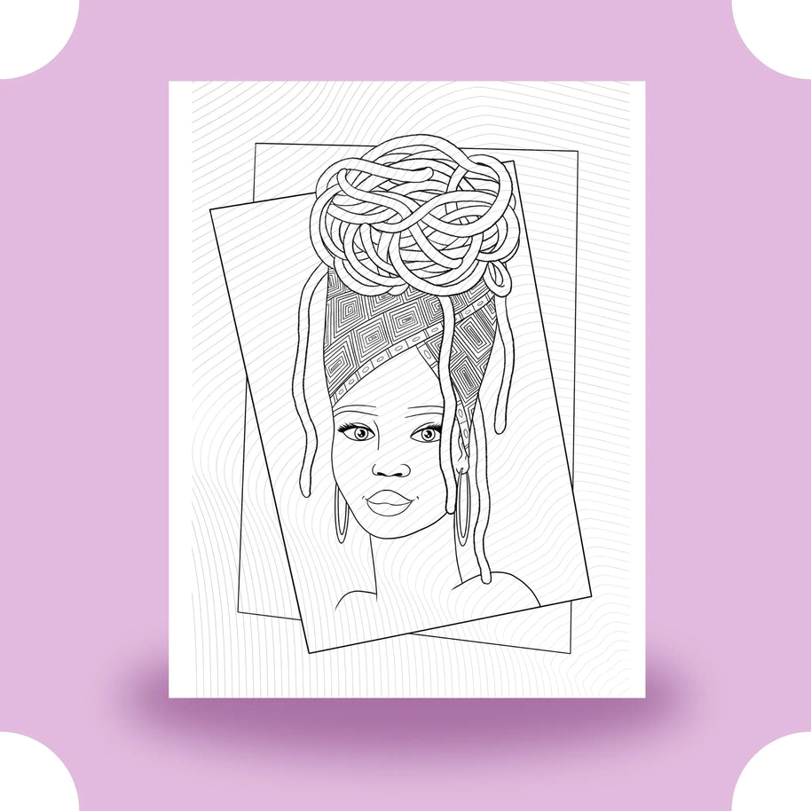 Black Girl Magic with Locs Coloring Page Dorothy Gilbert