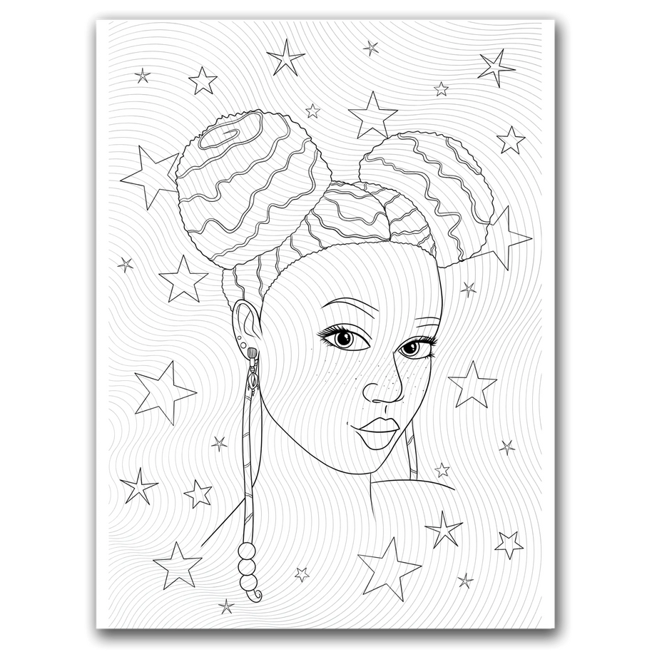 Black Girl Space Buns Coloring Page Dorothy Gilbert