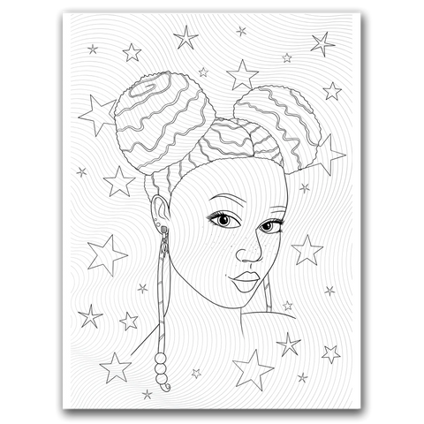 Black Girl Space Buns Coloring Page Dorothy Gilbert
