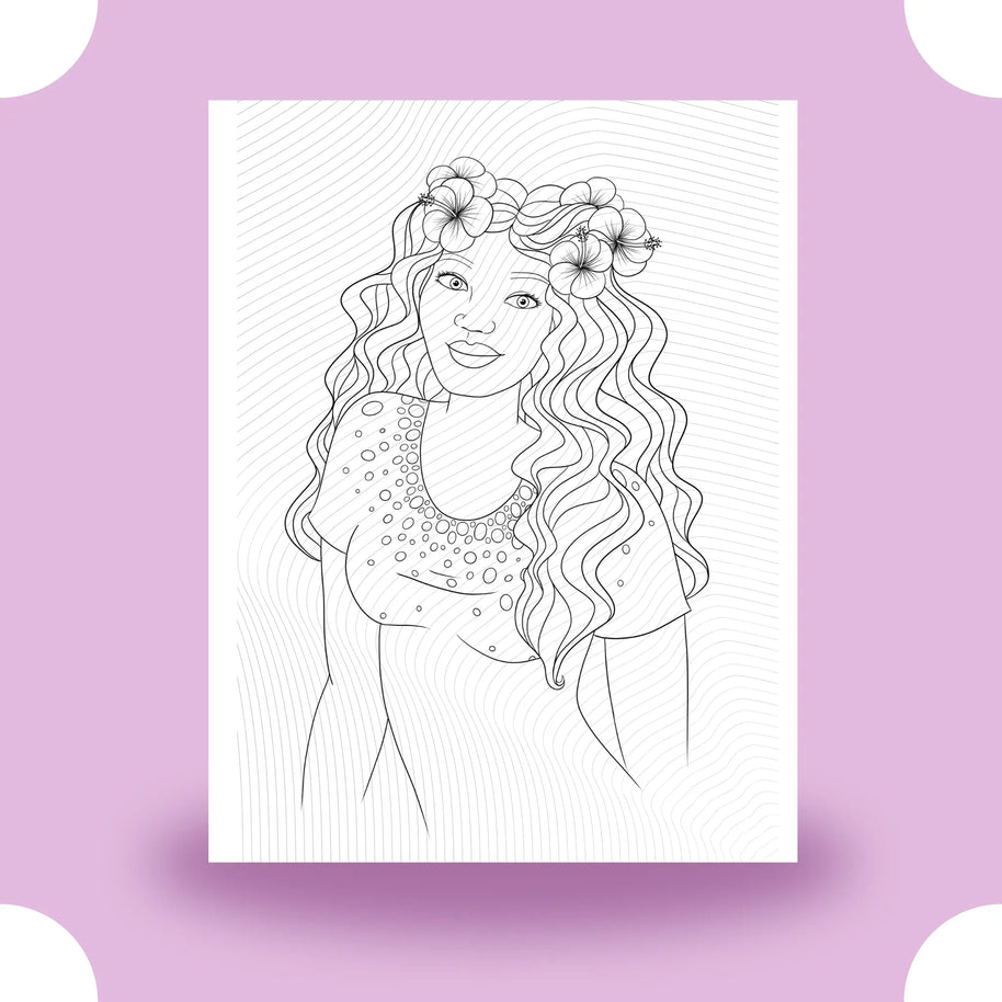 Black Girl with Flowers in Hair Coloring Page Dorothy Gilbert