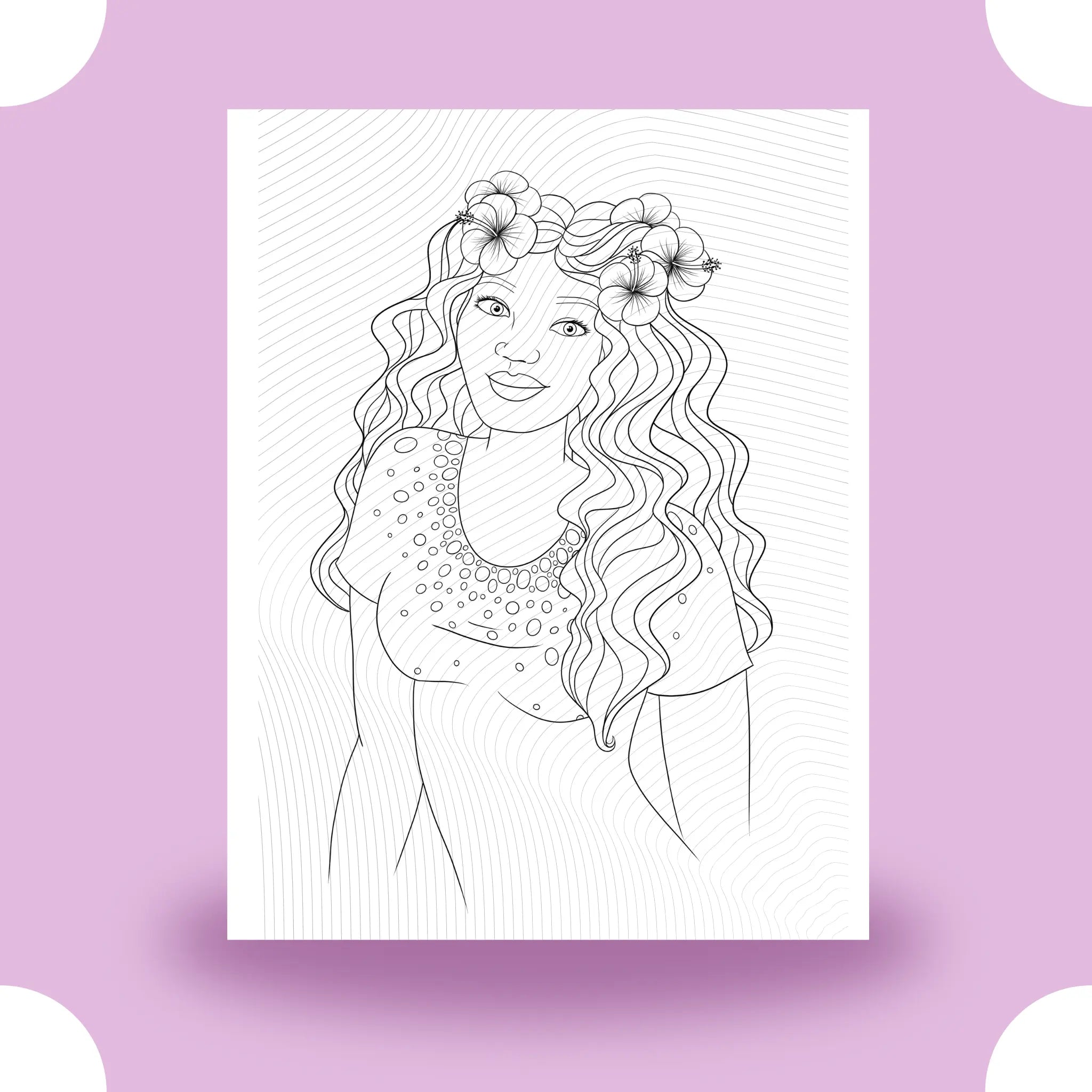 Black Girl with Flowers in Hair Coloring Page Dorothy Gilbert