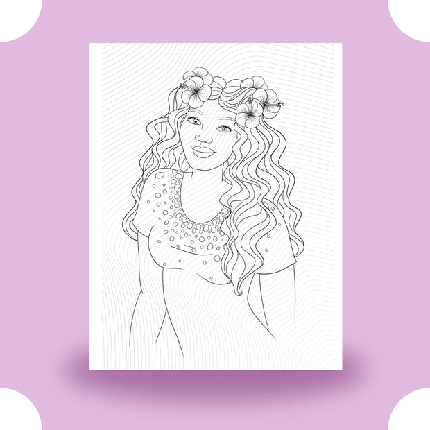 Black Girl with Flowers in Hair Coloring Page Dorothy Gilbert
