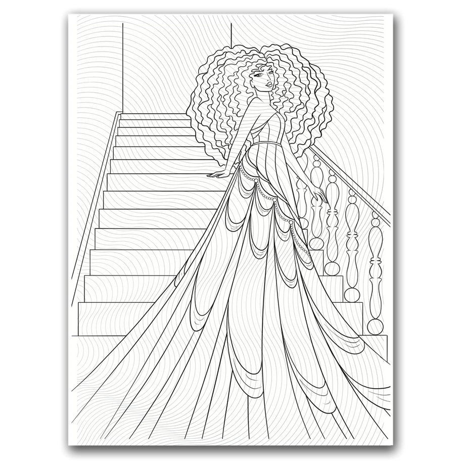 Black Woman Gown Coloring Page Dorothy Gilbert