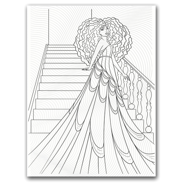 Black Woman Gown Coloring Page Dorothy Gilbert