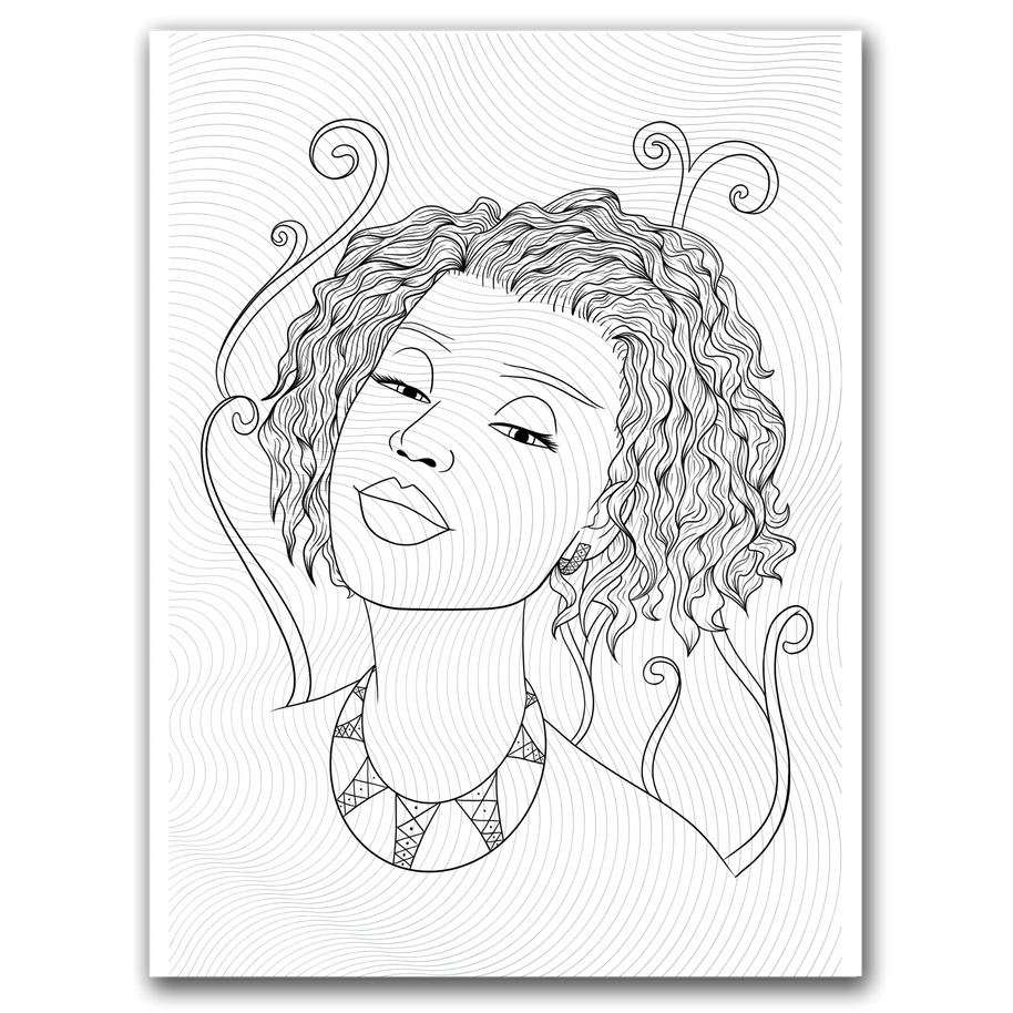 Black Woman Short Hair Coloring Page Dorothy G. Coloring