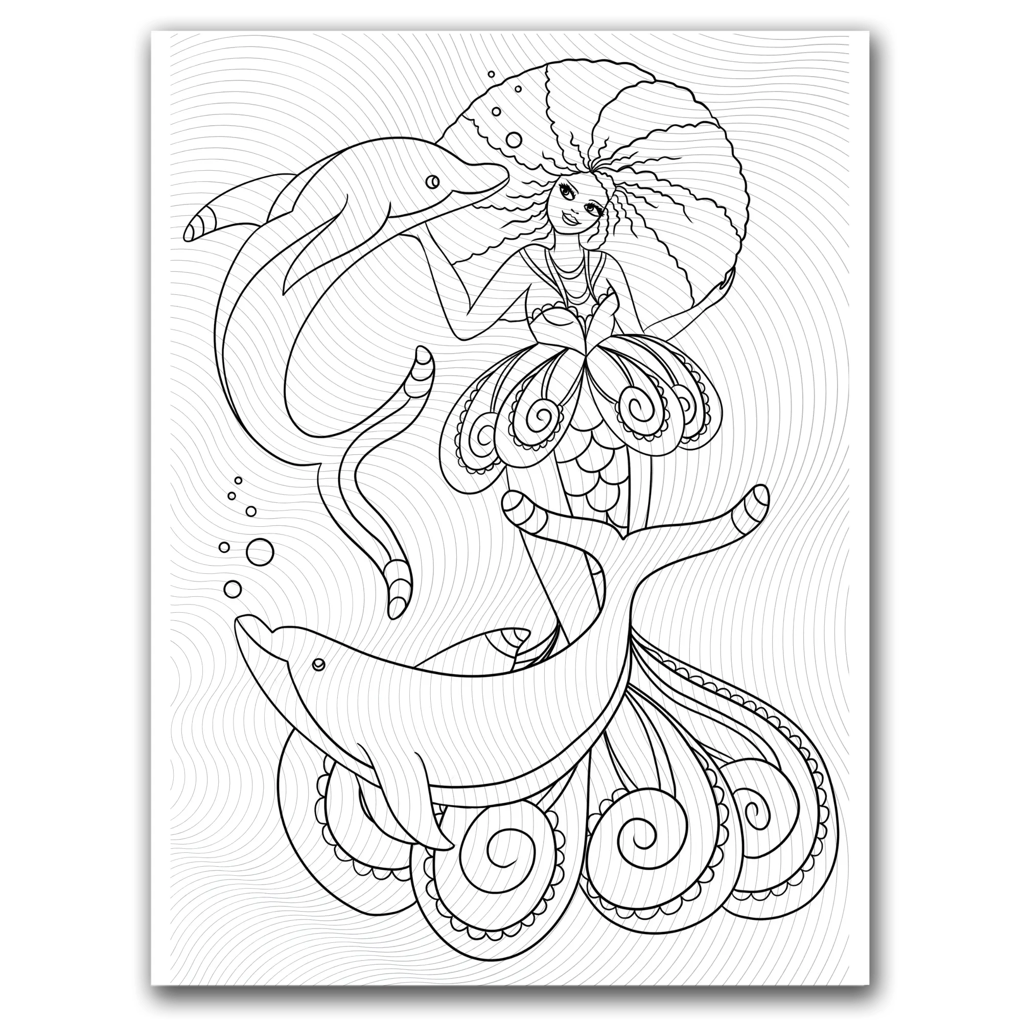 Mermaid and Dolphin Coloring Page Dorothy Gilbert