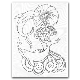 Mermaid and Dolphin Coloring Page Dorothy Gilbert