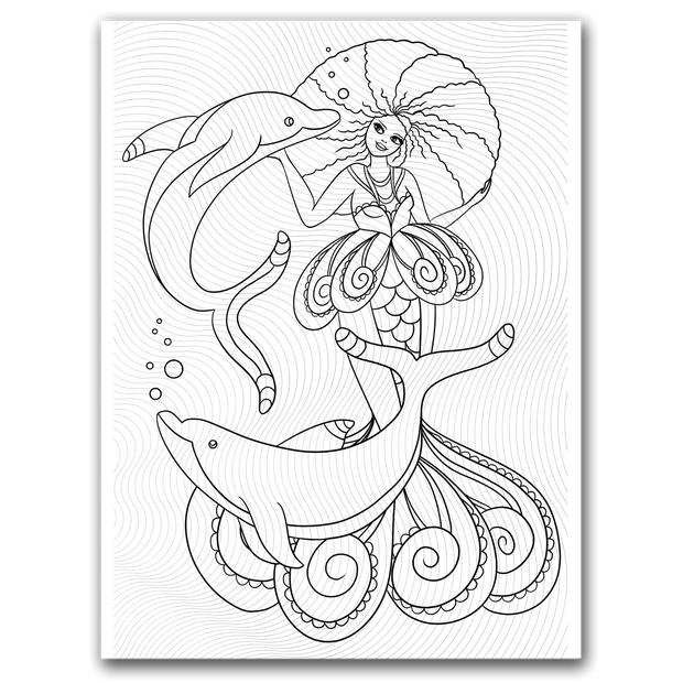 Mermaid and Dolphin Coloring Page Dorothy Gilbert