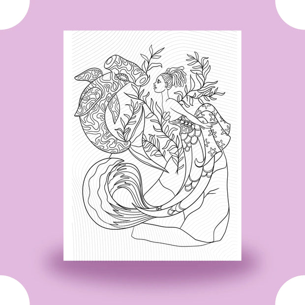 Mermaid and Friend Coloring Page Dorothy Gilbert
