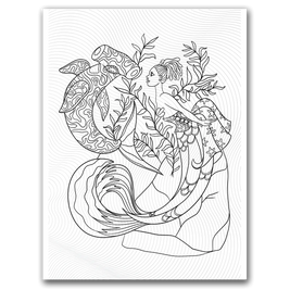 Mermaid and Shark Coloring Page Dorothy Gilbert