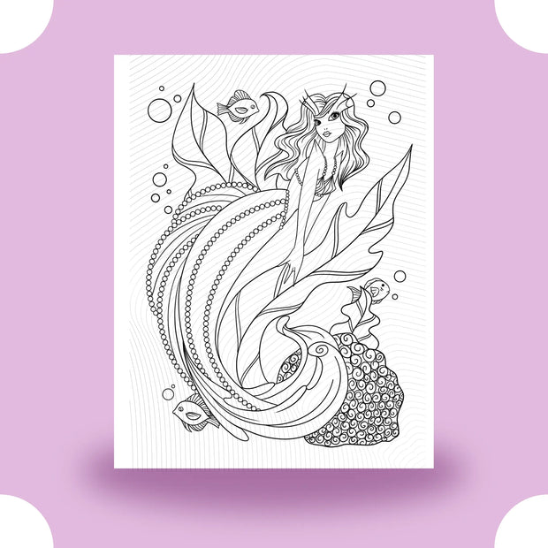 Mermaid with Pearls Coloring Page Dorothy Gilbert