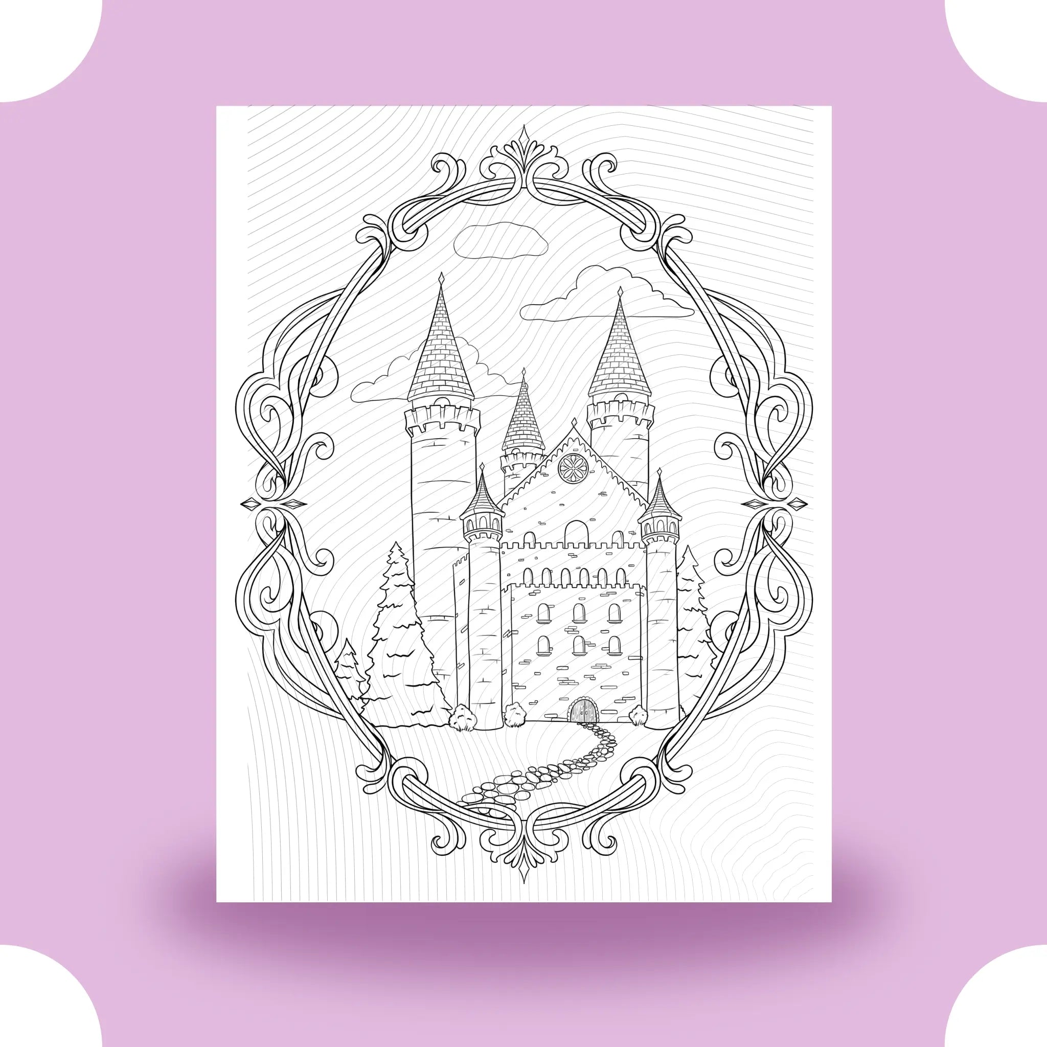 Oval Framed Castle Coloring Page Dorothy Gilbert