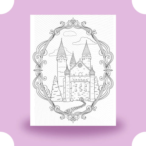 Oval Framed Castle Coloring Page Dorothy Gilbert