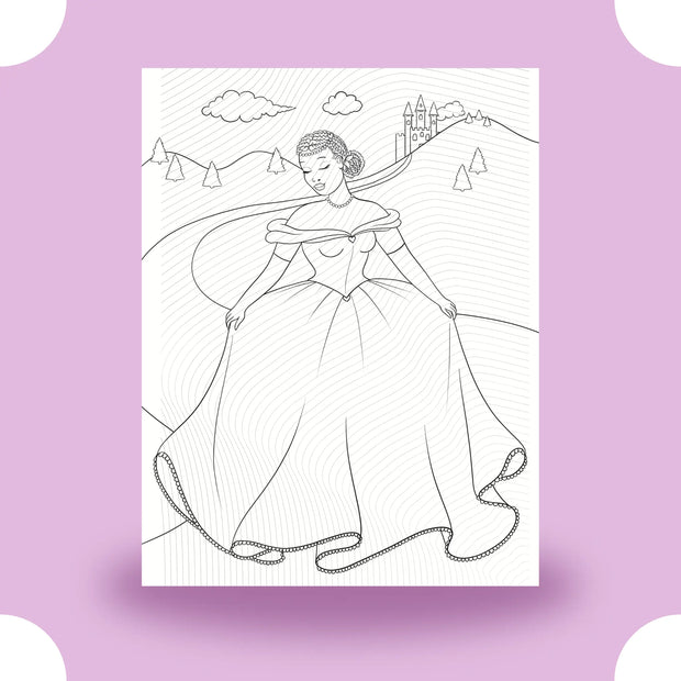Princess with Castle Coloring Page Dorothy Gilbert